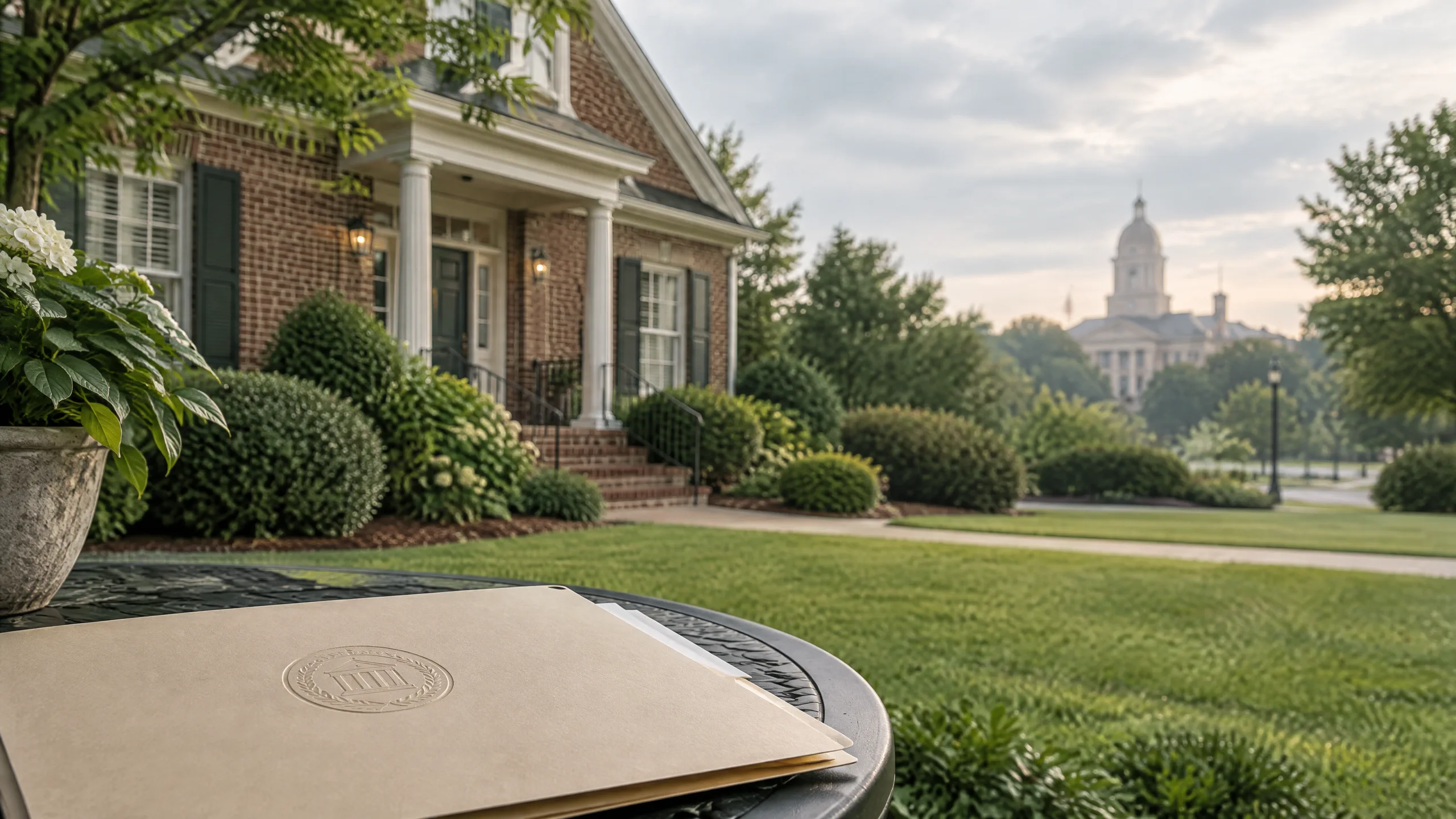 North Carolina home and county courthouse